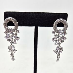 Silver Crystal Drop Earrings